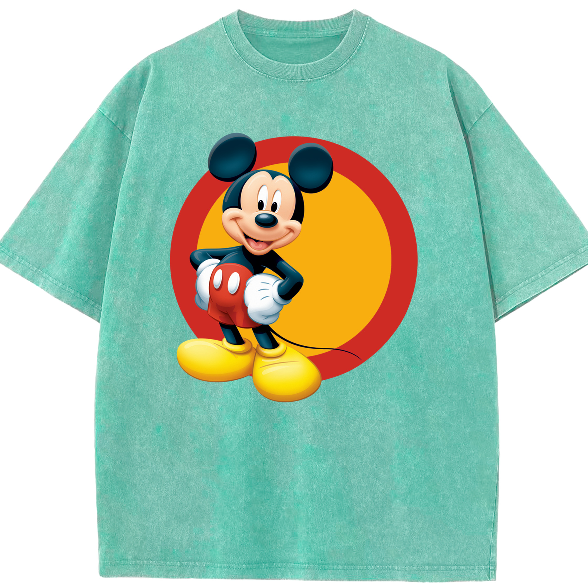 （画像用） ミッキーマウス Mickey Mouse 綿100% ヴィンテージ風 半袖Tシャツ（フロントプリント）